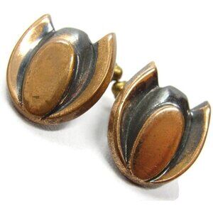 Vintage Modernist Cufflinks Copper Tone Unique Design  Shirt Accessories Wedding